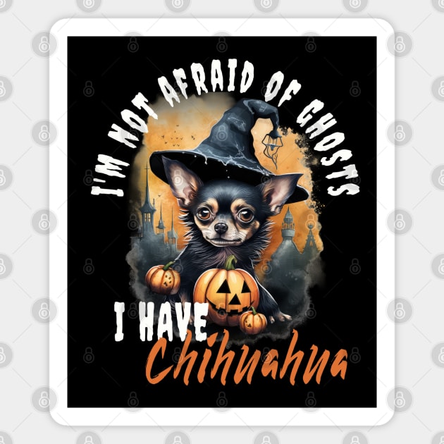 Chihuahua Dog Ghost Guardian Vintage Halloween Funny Magnet by Sniffist Gang